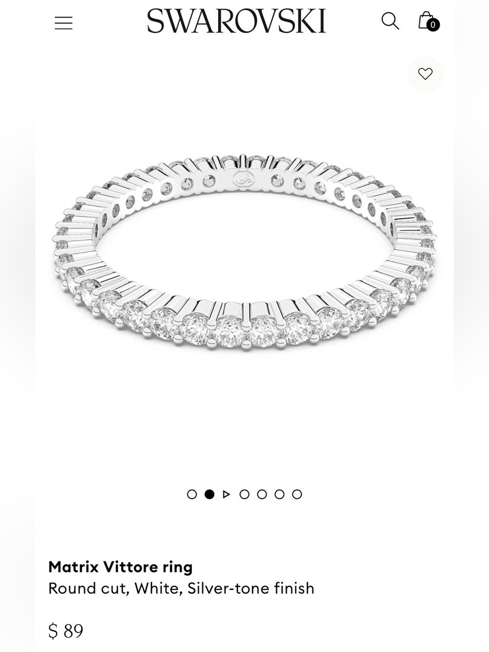 Swarovski Matrix Vittore Eternity Ring - Size 4
